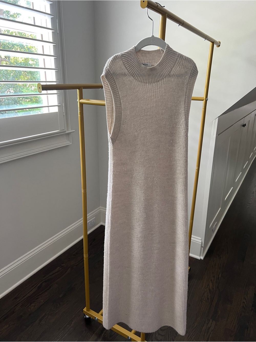 Aritzia Babaton Sleeveless Ribbed Midi Dress - Cream Oatmeal